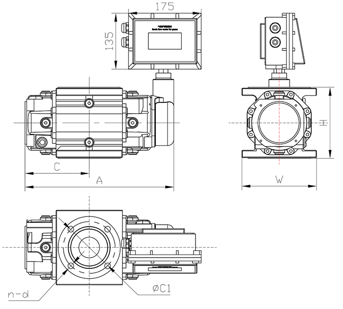 氣體容積式流量計(jì)外形尺寸圖